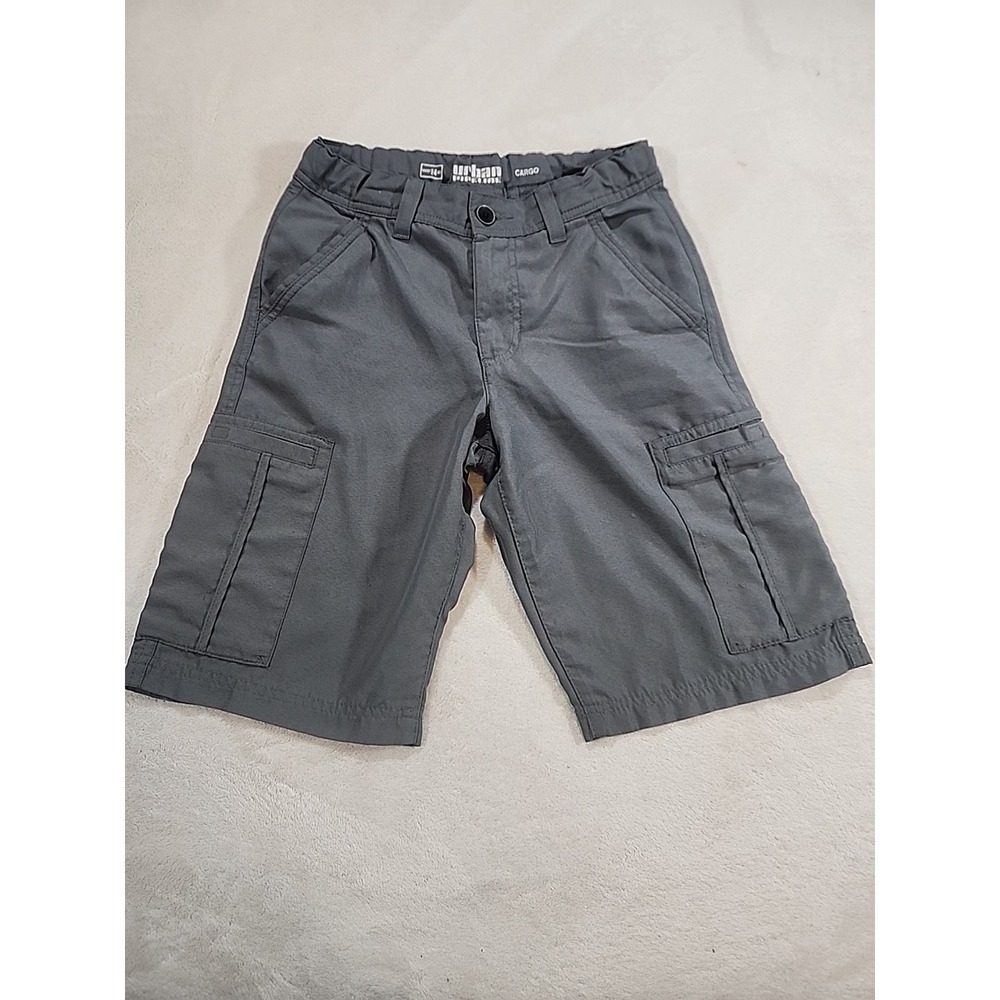NWOT Urban Pipeline Boys 14 R Gray Cargo Shorts Cotton 6-Pockets 10"inseam